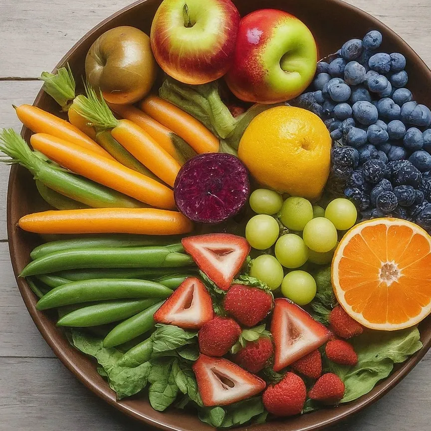 cesta con frutas y verduras