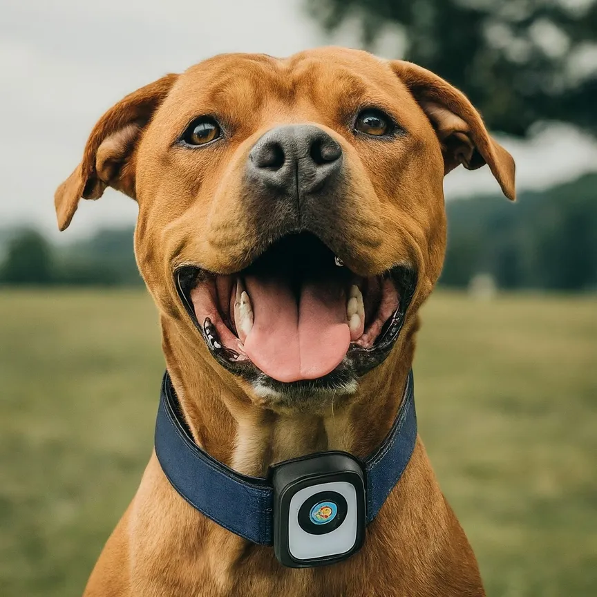 mascota con un collar con un GPS