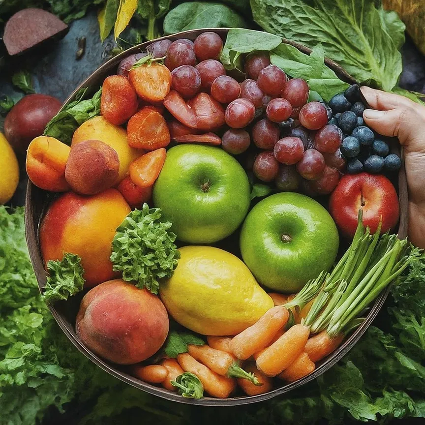 persona sosteniendo una cesta con verduras