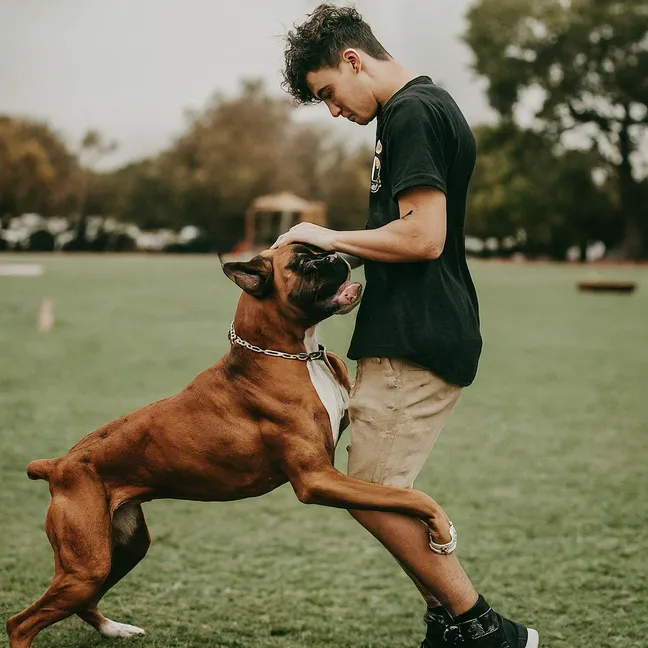 perro jugando con un niño