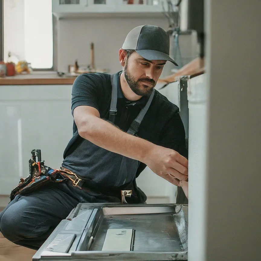 persona instalando un electrodoméstico