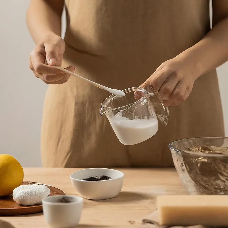 persona limpiando con productos caseros