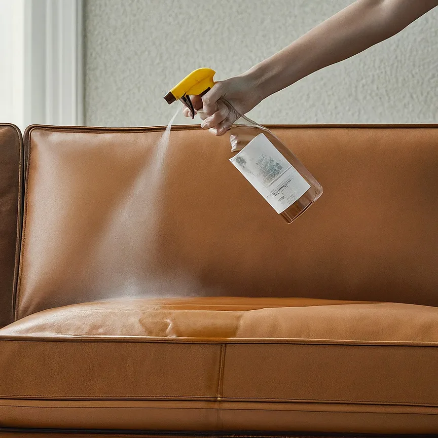 persona limpiando un sofá