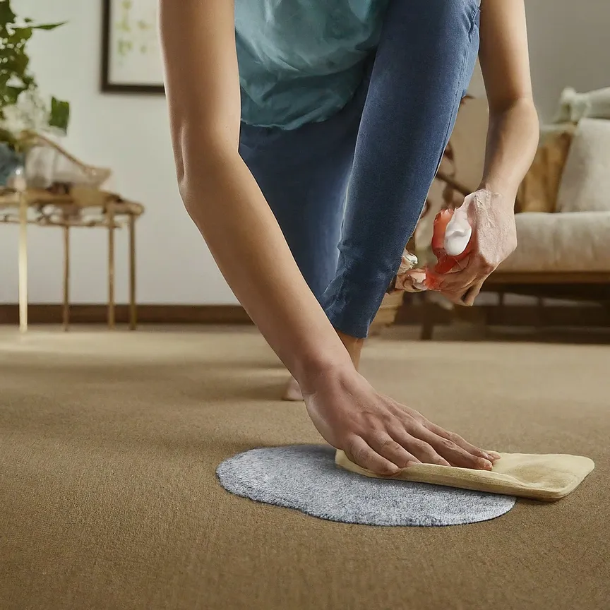 persona limpiando una alfombra